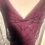 Papell Studio Beaded Art Deco Gown Plum Evening Dress Size 12 Mother of Bride Purple Photo 2