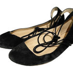 Karl Lagerfeld  Paris Size 9.5 Black Larose Suede Leather Ankle Lace-Up‎ Flats Photo 0
