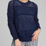 prAna Kokimo Open Knit Mesh Crewneck Sweater Women's XS Navy Blue Beachy Y2K Photo 0