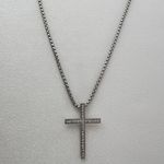 CZ Cross Pendant Necklace for Men Women,Streetwear Punk Hip Hop Unisex Style Silver Photo 0