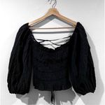 Urban Outfitters NWT  Vida Lace-Back Smocked Top Black Photo 3