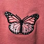 Brandy Melville John Galt Vintage Style Pink Crop Faded Butterfly Shirt OS Photo 1