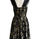 2 B. Rych Dress Black Metallic Gold Silk Chiffon Sleeveless Party Dress Size 6 Photo 3