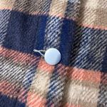 Orange Geometric Plaid Print Button Up Flannel Shirt Jacket; Shacket;size medium Photo 6