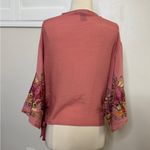 Chic coral Wrap Blouse with Embroidered Sleeves Pink Size M Photo 1