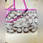 Coach SIGNATURE STRIPE TOTE KHAKI/MULBERRY F21950 Photo 2