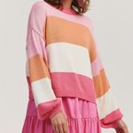 Anthropologie  NWT Charlie Holiday Small Penny Knit Sweater sunset pink stripe Photo 0