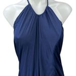 Free People Blue Silk Satin Halter Tie Neck Slit Cami Camisole Slip Tank Dress L Photo 3