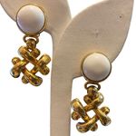 Signed Beauty Brass White Gold Clip On Earrings Bold Chunky Statement Italy Photo 0