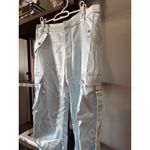 SEROYA Lai Satin Loose Fit Satin Cargo Pant Light Blue Womens Size Small Photo 6