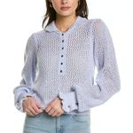 Free People Purple Open Weave Cropped Snowdrift Pullover Top Sweater Size Small Photo 0