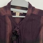 Burberry  BRIT - Purple Plum Plaid Button Down Shirt, Ruffle - Small, Like New Photo 2