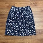 Boden Blue White Patterned Straight Pencil Skirt Pockets Womens Size 8R Linen Photo 1