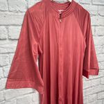 Vintage 70s Gilead Mauve Pink Maxi Gown 1/2 Zip Size S Satin House Dress 55" Photo 1