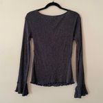 Free People  Intimately Navy Blue Metallic Shimmer Long Sleeve V-neck Tie Medium Photo 7