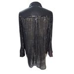 DKNY  sheer black fully sequined shirt Blouse tunic Sz m/L Party Cocktail Formal Photo 2