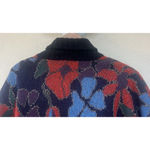 Vintage Lancome Mohair Floral Oversized Cardigan S Kaffe Fassett Grandma Retro Black Photo 4