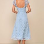 Lulus | NWT XL EXCEEDINGLY ELEGANT BLUE FLORAL APPLIQUÉ BUSTIER MIDI DRESS Photo 3