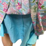 Lilly Pulitzer  Strapless Wave Blue Floral Butterfly Tiger Scalloped Trim Dress 6 Photo 8