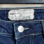 Free People High Rise Clean Girlfriend Raw Hem Crop Jeans (Dark Wash) - 25 Photo 6