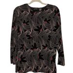 Impressions Black & Pink Floral Top Women’s Size Medium Shirt Flower Detailing!! Photo 0