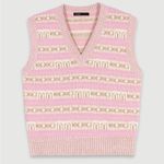 Maje  Sleeveless V Neck Wool Sweater Vest Pink Top Sz L Photo 9