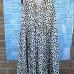 Pink chicken metallic tassel rose prints dress size large Photo 0