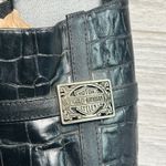 Harley Davidson Vintage Black Leather Croc Embossed Sandals Heeled Mules size 7 Photo 4