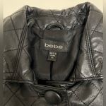 Bebe Vintage  leather jacket, cropped, diamond quilt, exagerated collar, black,XS Photo 2