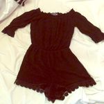 Missguided cute off the shoulder black crochet romper Photo 0