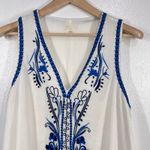 Dee Elle Dee Elly Embroidered Tank Top Sleeveless Bohemian Casual White Blue Size L Photo 9
