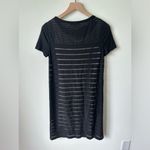 Lafayette 148  Black Striped Sheer Short Sleeve Dress with Slip XS Photo 5
