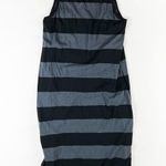 ATM Anthony Thomas Mellilo Stripe Print Tank Maxi Long Dress Asphalt Black LG Photo 3