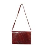 EEL Skin Vintage Leather Diagonal Striped Shoulder Crossbody Bag Evening Purse Red Photo 2