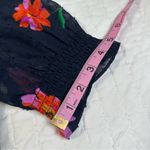 DKNY  Party Floral Navy and Pink Flower Bow neck Ruffle Sheer Sleeves Mini Dress Photo 6