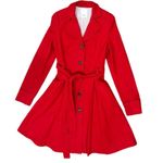 Anthropologie  Elevenses Red Corset Lace Up Trench Coat Photo 6