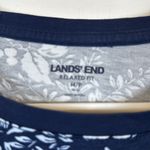 Lands' End  Navy Blue Crewneck Long Sleeve Shirt Relaxed Fit Size M/P EUC #5533 Photo 4