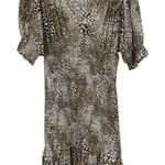 Faithfull the Brand Faithful The Brand Margherita Brown Animal Print Smocked Mini Dress Womens 4 Photo 0