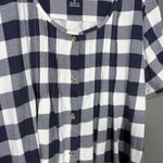 Woman Within Blue & White Gingham Check Cottagecore Top - Plus Size 2X (26/28) Photo 2