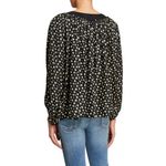 The Great  Holly Top Silk 0 Black Cream Ditsy Floral V Neck Long Sleeve Blouse Photo 2