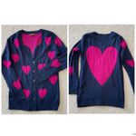 Valentine Hearts Love Sweetheart Cardigan Sweater The Classic Navy Pink Size L Blue Size L Photo 8