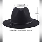 New Black Classic Wide Brim Panama Hat Belt Buckle Wool Fedora Floppy Photo 4