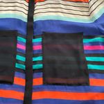 Bisou Bisou Sheer Button Up Striped Multicolored Blouse, size M Photo 9