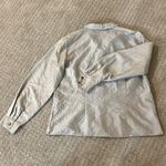 Impressions  Gray Crinkle Button Down Long Sleeve Top Photo 1