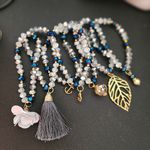 Hand Made Set of 7 AB Blue Crystal Glass Bracelets with Gold Charms Semanario Photo 0