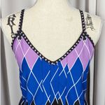 Billabong Spaghetti Strap Geometric Print Dress Black Blue Purple Large Photo 10