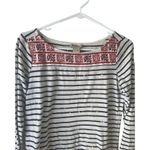 Lucky Brand Size M Boat Neck Red White Blue Striped Top Photo 1