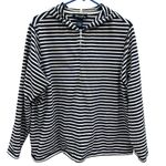 Denim&Co Navy White Nautical Stripes Stretch Full Zip Up Hoodie Jacket Womens 1X Blue Photo 7