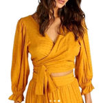 Auguste The Label Shirt Women 4 Yellow Ocher Swiss Dot Frida Wrapped Blouse Photo 0