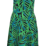 Donna Morgan  Green and Black Tropical Print Fit and Flare Midi Dress Size 10 Photo 0